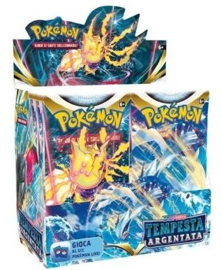 SCATOLA BOX DA 36 BUSTINE DI CARTE POKEMON SPADA E SCUDO TEMPESTA ARGENTATA