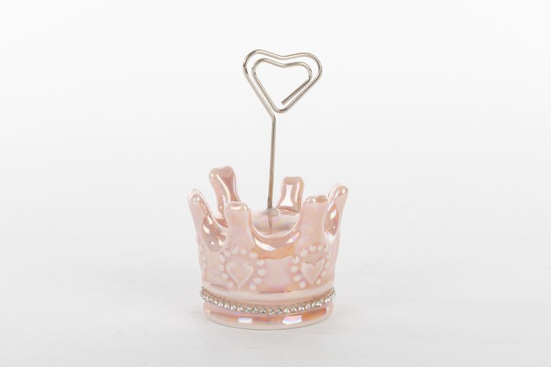 Bomboniera Memo Clip Corona Porcellana Rosa 5,5xh.9,5 Cm